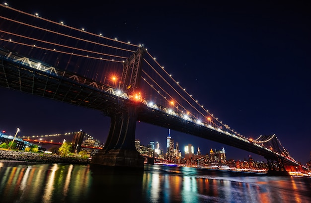 Manhattan Bridge At Night