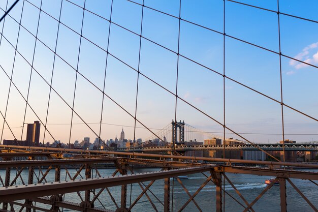 Manhattan Bridge Z Brooklyn Bridge W Nowym Jorku