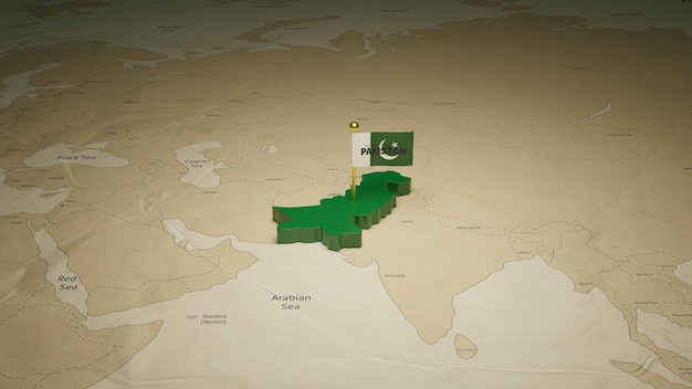 Mapa 3D Pakistanu z okazji Dnia Niepodległości