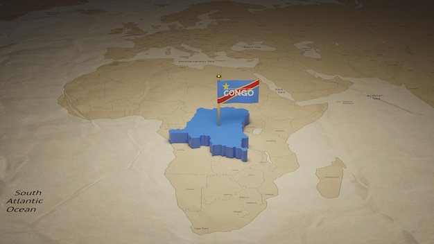 Zdjęcie mapa 3d z okazji dnia niepodległości demokratycznej republiki konga
