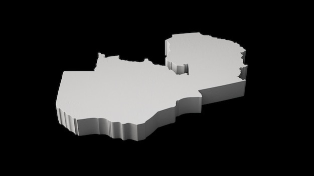 Mapa 3D Zambii Geografia Kartografia i topologia Sea Blue powierzchnia ilustracja 3D