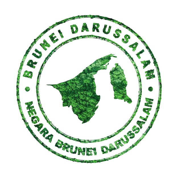 Mapa Brunei Darussalam Znaczek pocztowy Zrównoważony rozwój Koncepcja emisji CO2