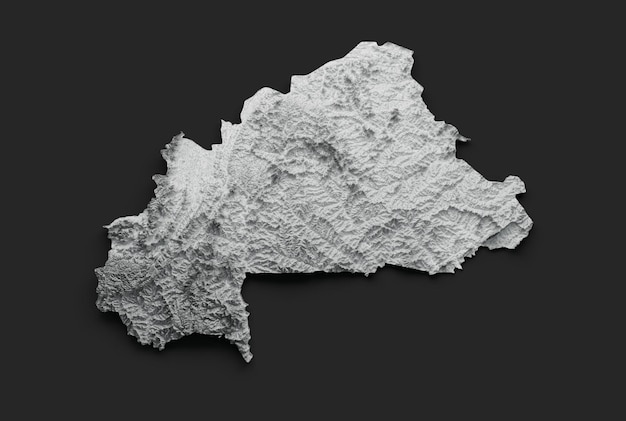 Zdjęcie mapa burkina faso flaga burkina faso cieniowany relief kolor mapa wysokości na białym tle
