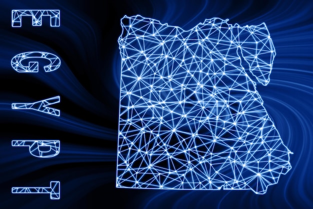 Mapa Egiptu Wielokątna mapa liniowa siatki