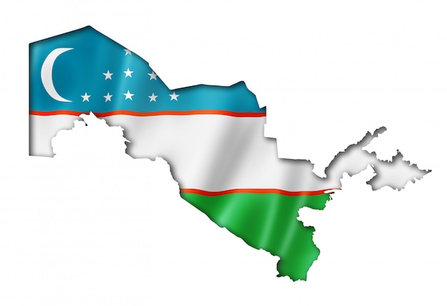 Mapa flaga Uzbekistanu