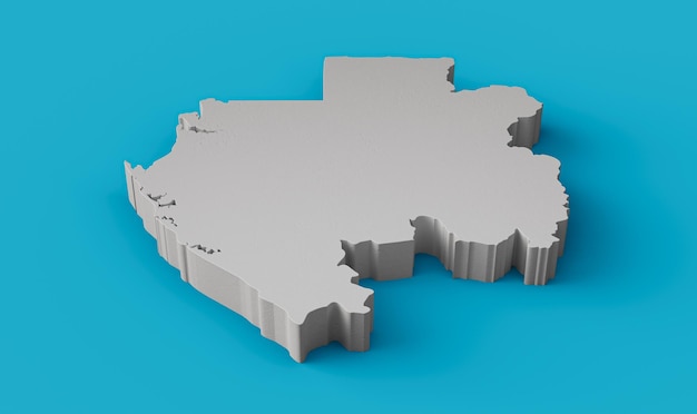 Mapa Gabonu 3D Geografia Kartografia i topologia Sea Blue powierzchnia ilustracja 3D