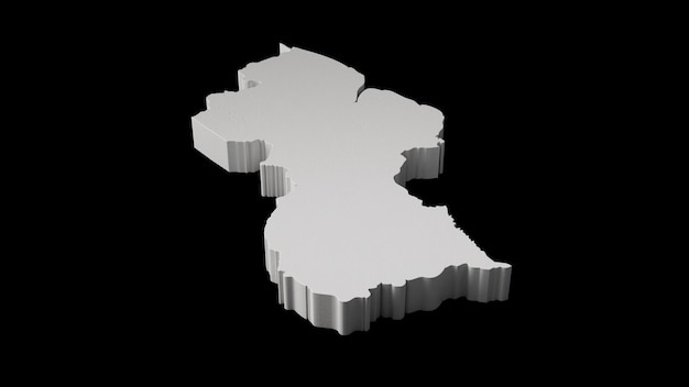 Mapa Gujany 3D na czarnym tle ilustracja 3D
