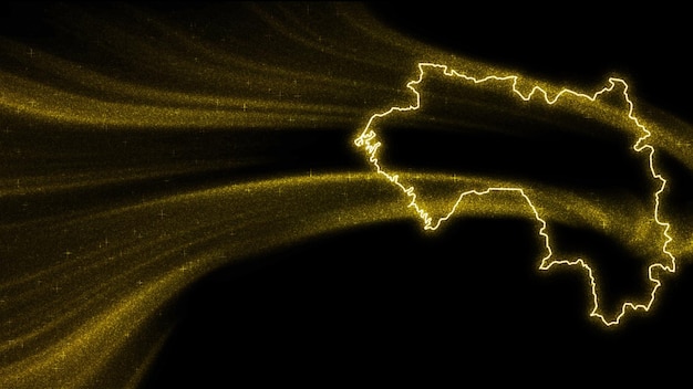 Mapa Gwinei, złoty brokat mapa na ciemnym tle