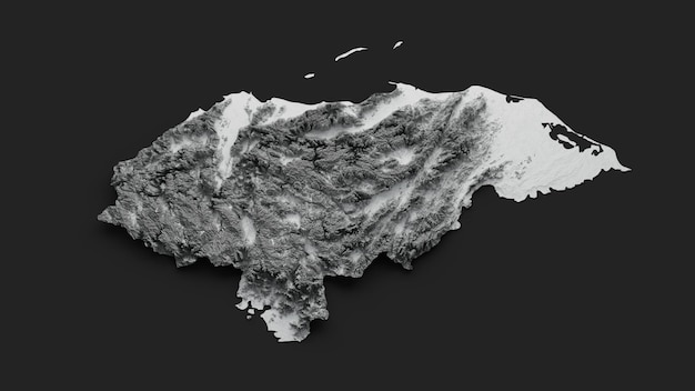 Zdjęcie mapa hondurasu honduras biały cieniowany ulga kolor mapa wysokości na czarnym tle 3d ilustracji