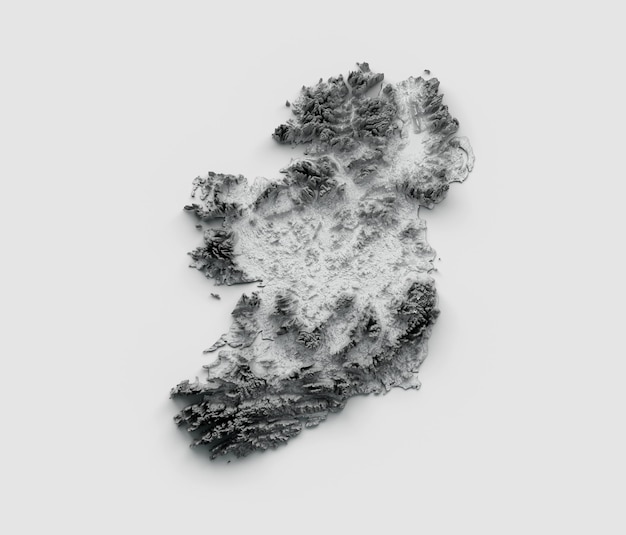 Mapa Irlandii Flaga Irlandii Cieniowany relief Kolor Wysokość mapa na białym tle Ilustracja 3d