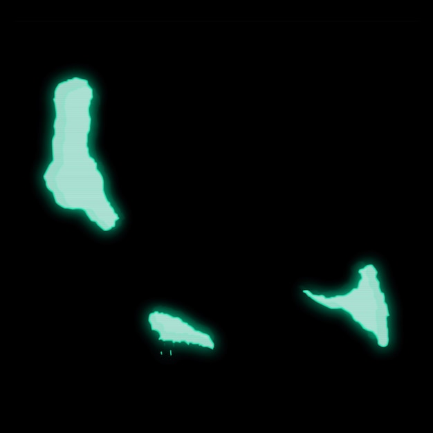Mapa Komorów, stary zielony ekran terminala komputera, na ciemnym tle