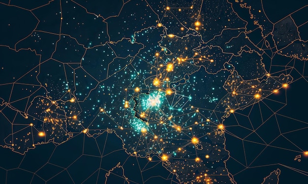 Mapa kraju podkreślająca obszary, w których technologia neuronowa została wdrożona w procesach rządowych