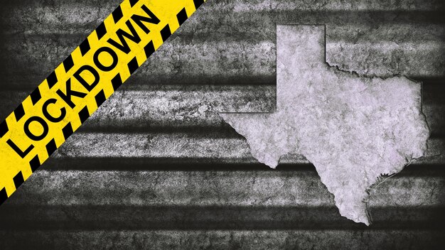 Mapa Lockdown Texas, koronawirus, tło kwarantanny epidemii
