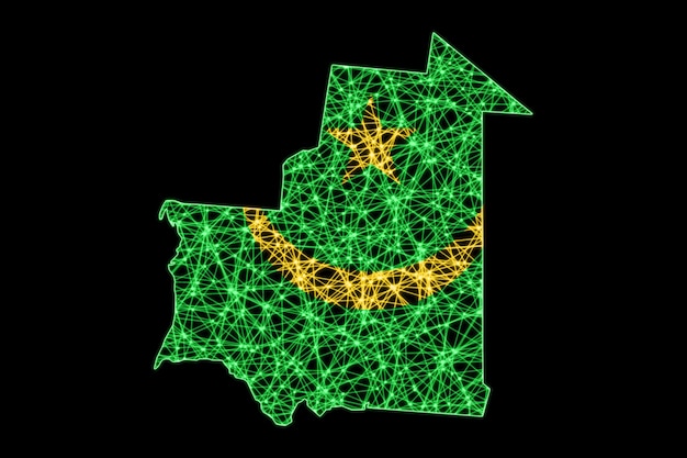 Zdjęcie mapa mauretanii wielokątna mapa linii siatki
