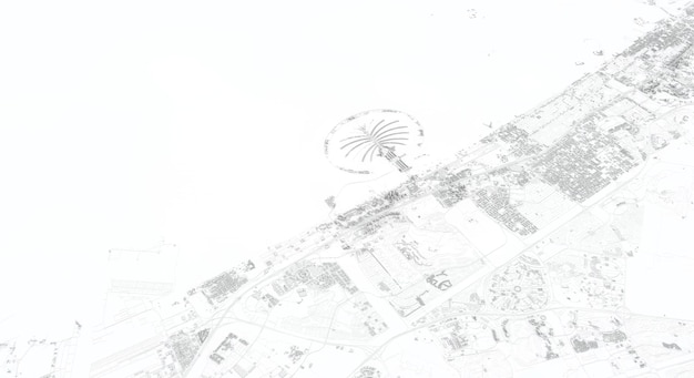 Mapa miasta Dubai d renderowanie widoku satelitarnego