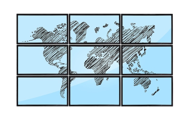 Mapa na płaskich panelach