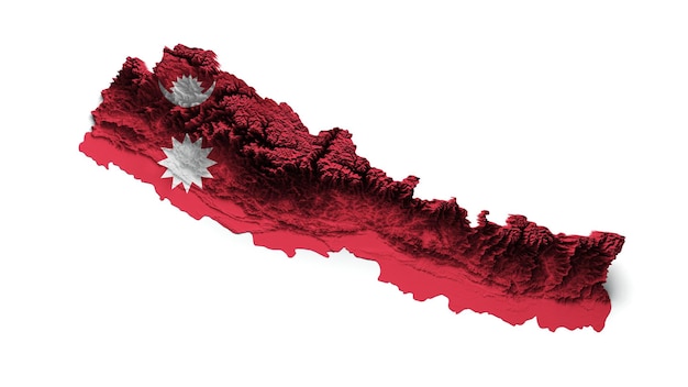 Mapa Nepalu i flaga 3d mapa topograficzna 3d ilustracja Mapa Nepalu ikona flagi narodowej