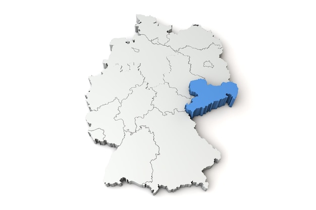 Mapa Niemiec pokazująca renderowanie regionu d w Saksonii