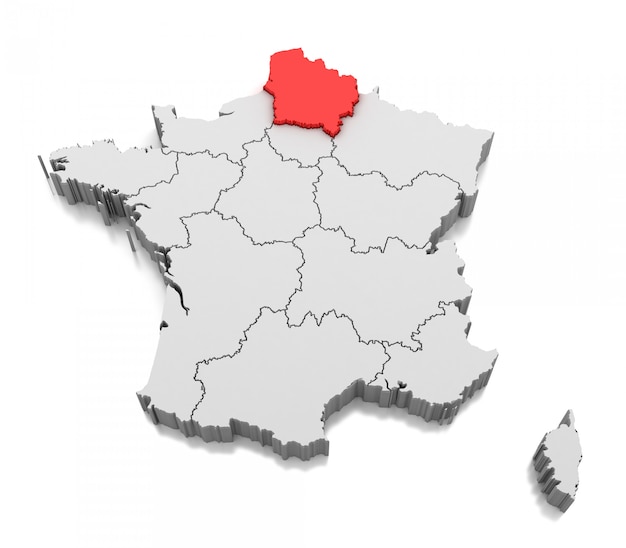 Mapa regionu Hauts-de-France, Francja