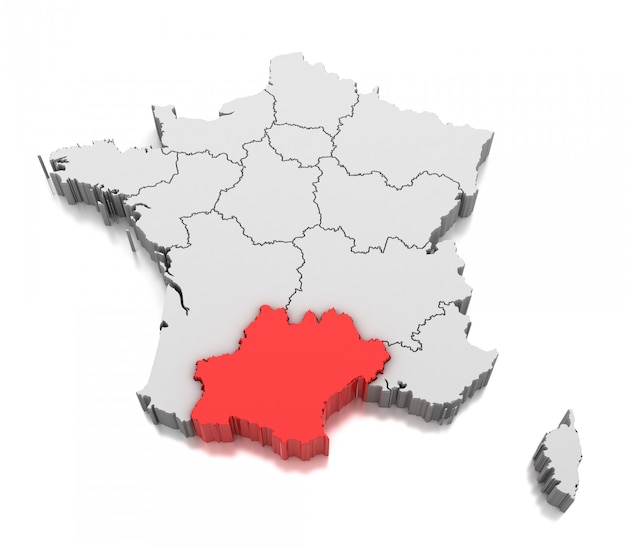 Mapa regionu Occitanie, Francja