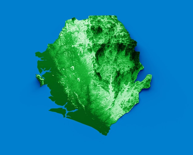 Mapa Sierra Leone z flagą Kolory niebieski i czerwony Cieniowana mapa ulgi ilustracja 3d