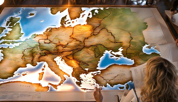 Zdjęcie mapa świata jest wyświetlana na ekranie
