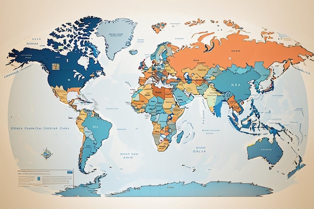 Mapa świata, kontynent, globalna grafika wsparcia