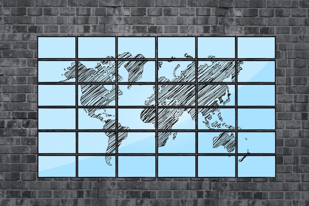 Mapa świata na płaskich panelach