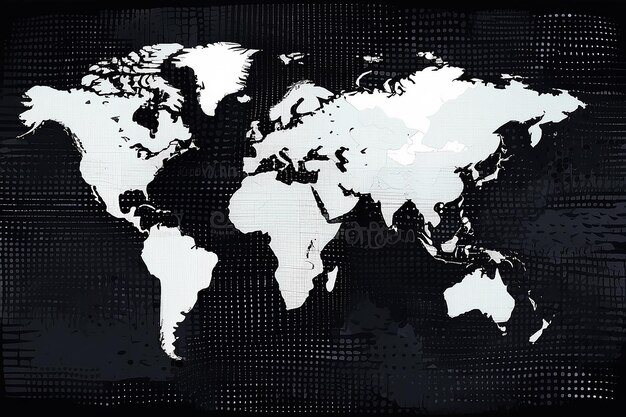 Mapa świata w kropkach na abstrakcyjnej ilustracji tła