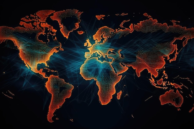 Mapa świata z ciemnym tłem dla nowoczesnej i dramatycznej toalety