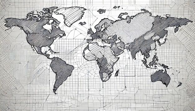 Zdjęcie mapa świata z czarno-białym tłem