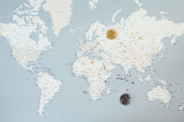 Mapa świata z pinami
