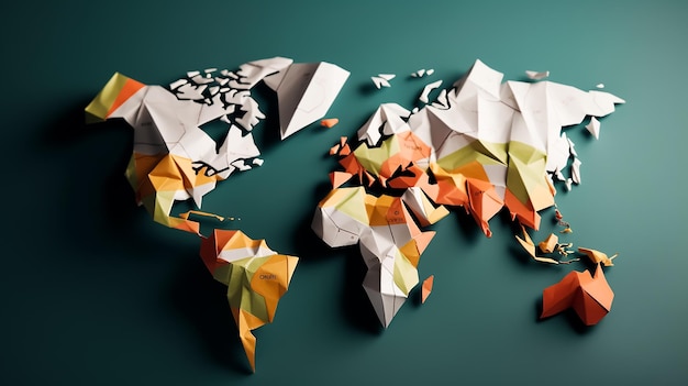 Mapa świata z różnymi kolorami i napisem świat