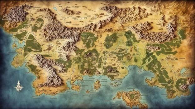 Mapa świata ze słowem Warcraft.