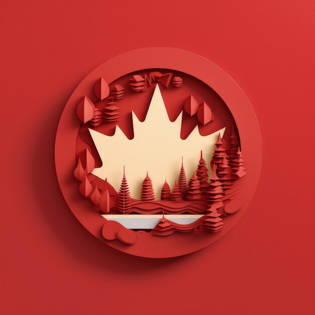 Maple Leaf Symphony 3D Paper Cut Craft Ilustracja z okazji Dnia Kanady