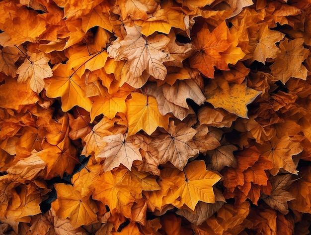 Maple Leaves Jesień Tło Tapeta Zdjęcie AI Generated