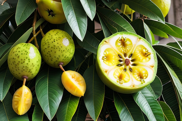 Marakuja Marakuja z liściem izolowanym na białym tle Świeża marakuja organiczna