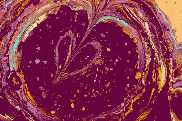 Marbling Art z wzorami serca Abstrakcyjny szablon tła miłości Ebru