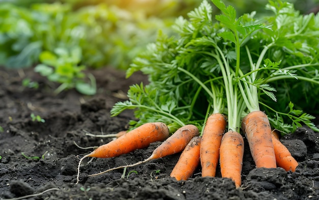 marchewki w ogrodzie Świeże organiczne marchewki na polu