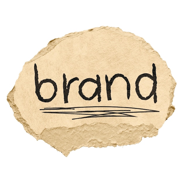 Marka png naklejka słowo rozerwane papier typografia przejrzyste tło
