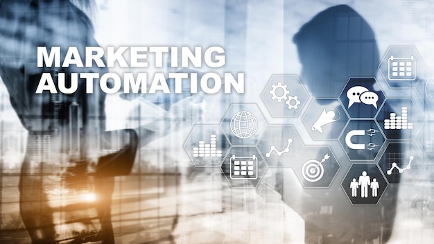 Marketing Automation Oprogramowanie Technologia Proces System Internet Koncepcja biznesowa Mieszane tło medialne
