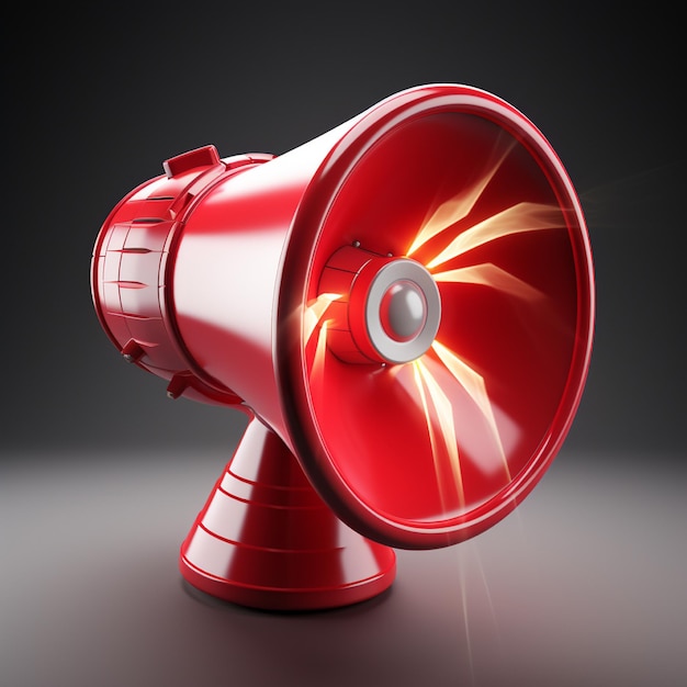 Marketing czas koncepcja realistyczny 3D megafon głośnik z błyskawicą