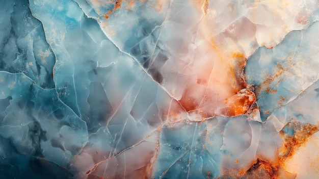 Marmurowa elegancja abstrakcyjne tekstury niebieskiego i pomarańczowego wzoru kamienia