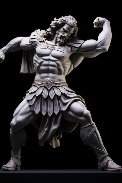 Zdjęcie marmurowa rzeźba greckiego boga na czarnym tle