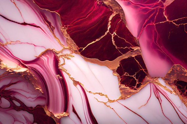 Marmurowa tekstura w kolorze różowym i złotym Generacyjna sztuczna inteligencja