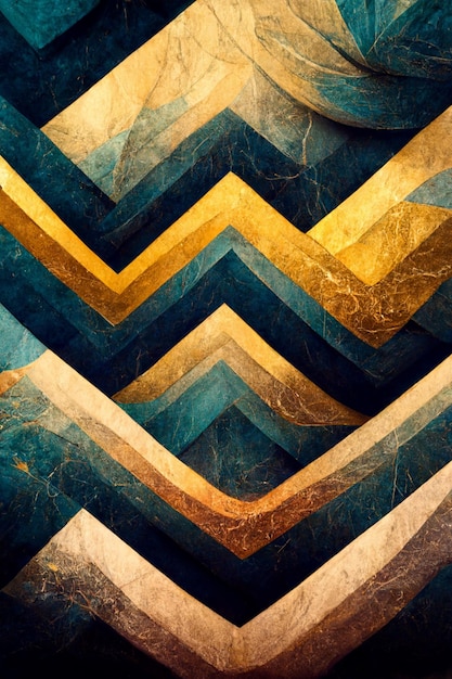 Marmurowy efekt tła lub tekstury Spektakularne abstrakcyjne lśniące złote stałe płynne fale Wirujący złoty i niebieski pastelowy wzór lśniący złoty kolor marmur geometryczny vintage