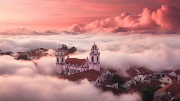 Marny, pokryty chmurami kościół w Portugalii - romantyczna architektura kolonialna