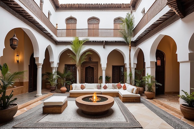 Marokański Riad Courtyard Lounge Exotic Oasis Escape