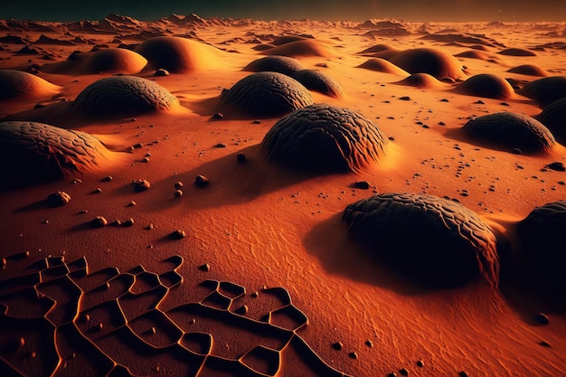 Mars ilustracja naukowa powierzchnia planety pozaziemskiej