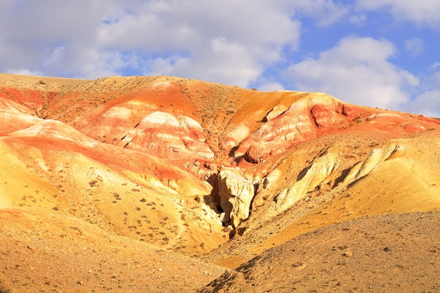 Mars w górach Ałtaju Zbocze terasy rzecznej z ekspozycją kolorowych glin